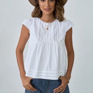 White cap sleeves Cute Spring Summer Shirt